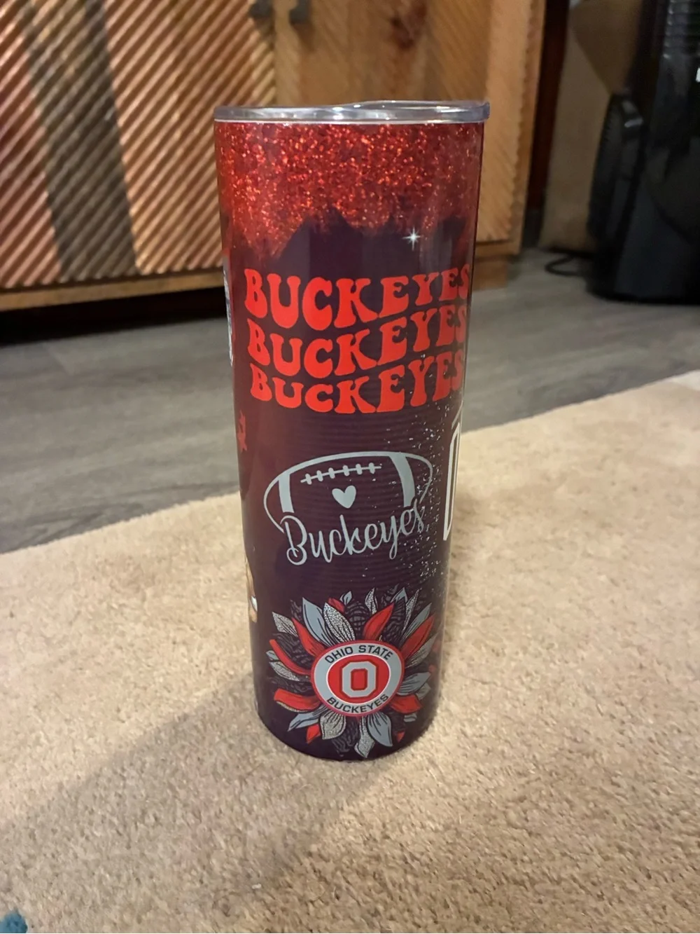 THE Ohio State University Red Glitter Travel Tumbler
